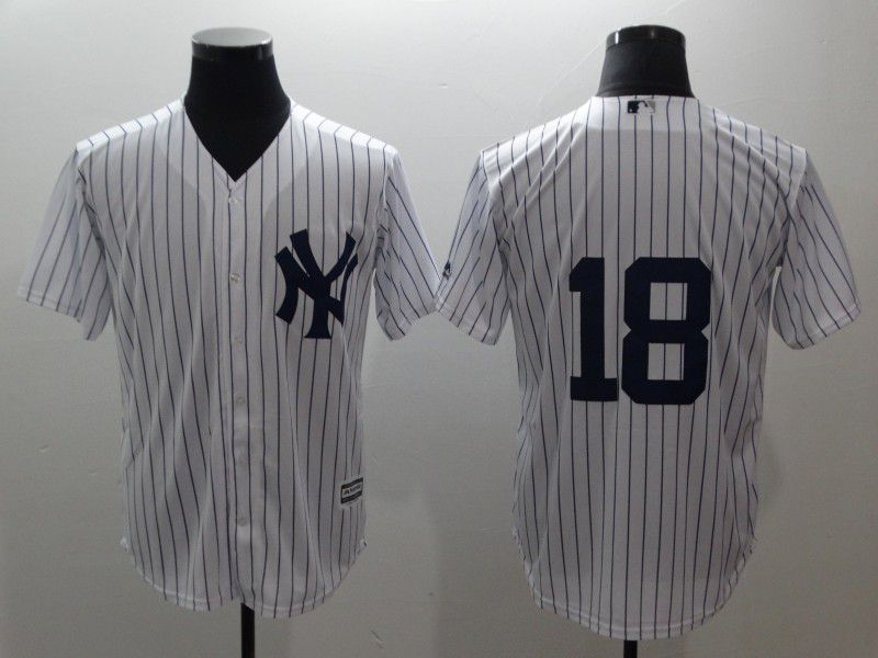 Men New York Yankees #18 Gregorius White stripes Game MLB Jerseys->new york yankees->MLB Jersey
